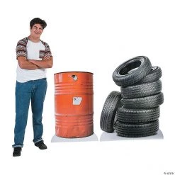 Barrel & Tires Barricade Life-Size Cardboard Stand-Ups - 2 Pc.