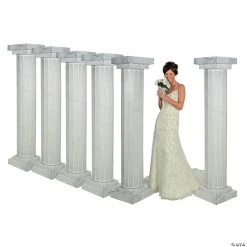 Bulk Marble-Look Fluted Pillars - 6 Pc.