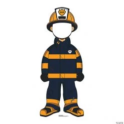 Cartoon Fireman Stand-In Life-Size Cardboard Stand-Up