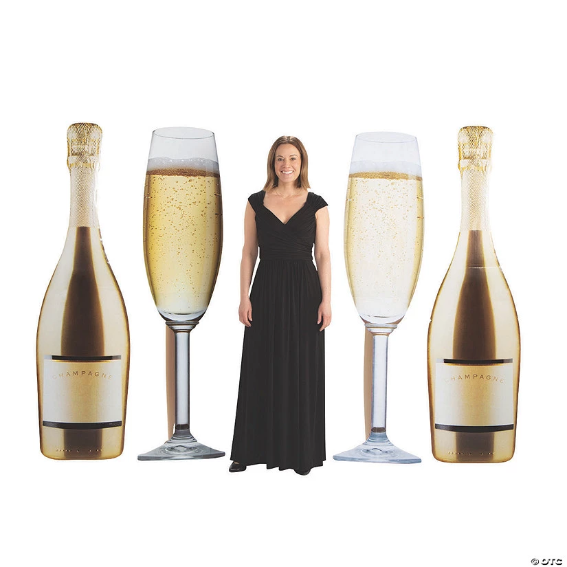 Champagne Glasses & Bottles Cardboard Stand-Ups - 4 Pc. 3 Champagne Glasses & Bottles Cardboard Stand-Ups - 4 Pc.