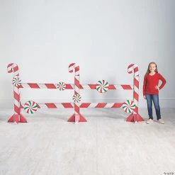 Christmas Candy Cane Fence Cardboard Stand-Up