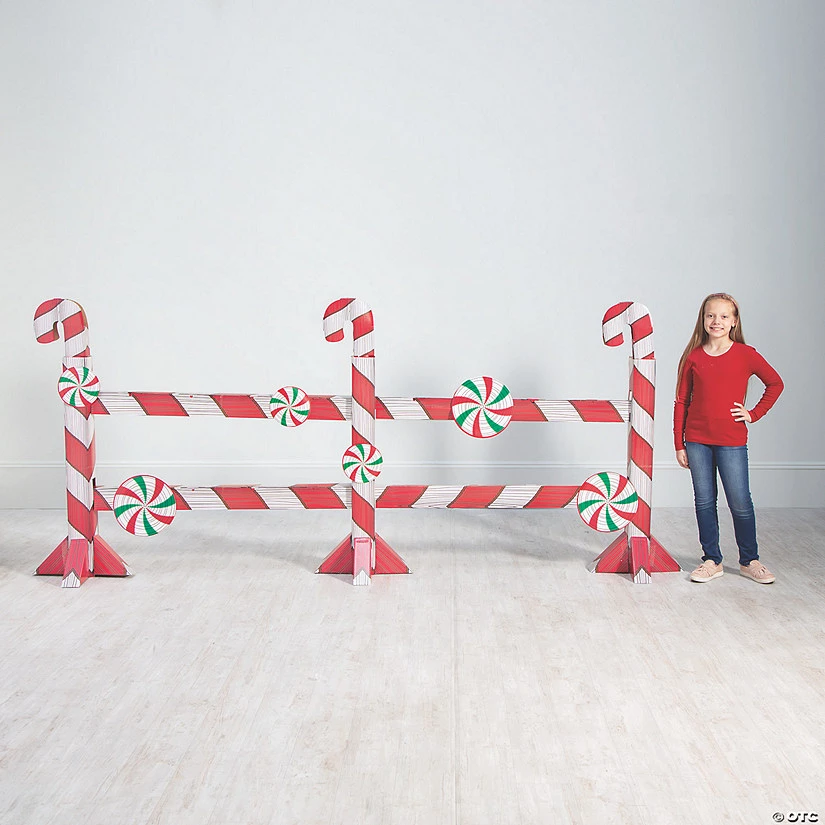 Christmas Candy Cane Fence Cardboard Stand-Up 3 Christmas Candy Cane Fence Cardboard Stand-Up