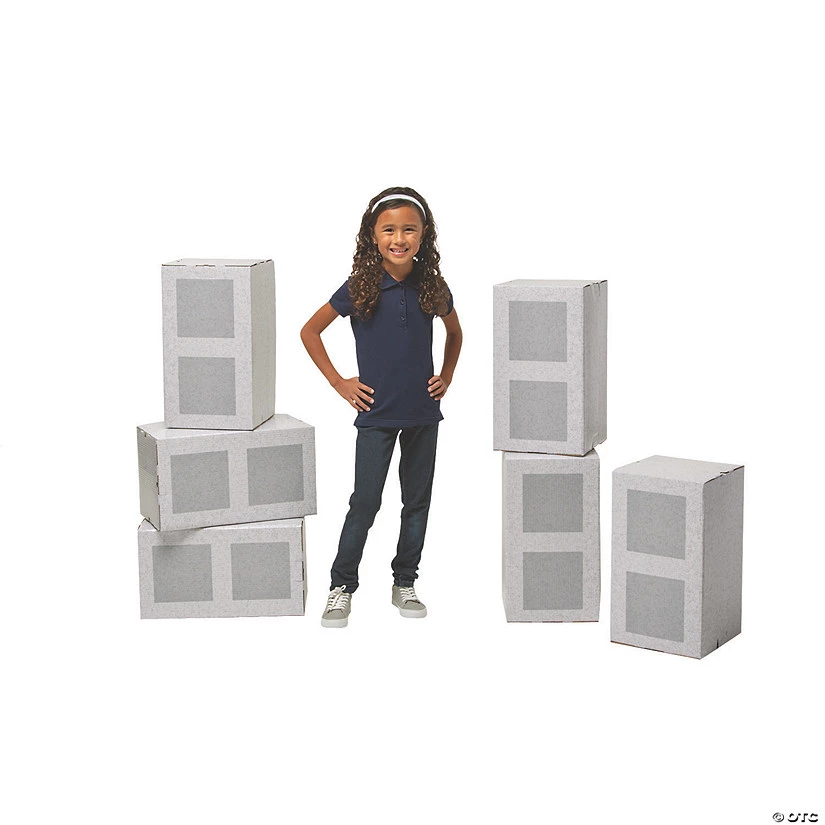 Construction 3D Cinder Block Cardboard Stand-Ups - 6 Pc. 3 Construction 3D Cinder Block Cardboard Stand-Ups - 6 Pc.