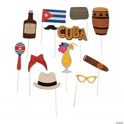 Cuban Party Photo Stick Props- 12 Pc.