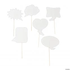 Dry Erase Speech Bubble Photo Stick Props- 12 Pc.