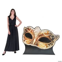 Gold Masquerade Ball Mask Stand-Up