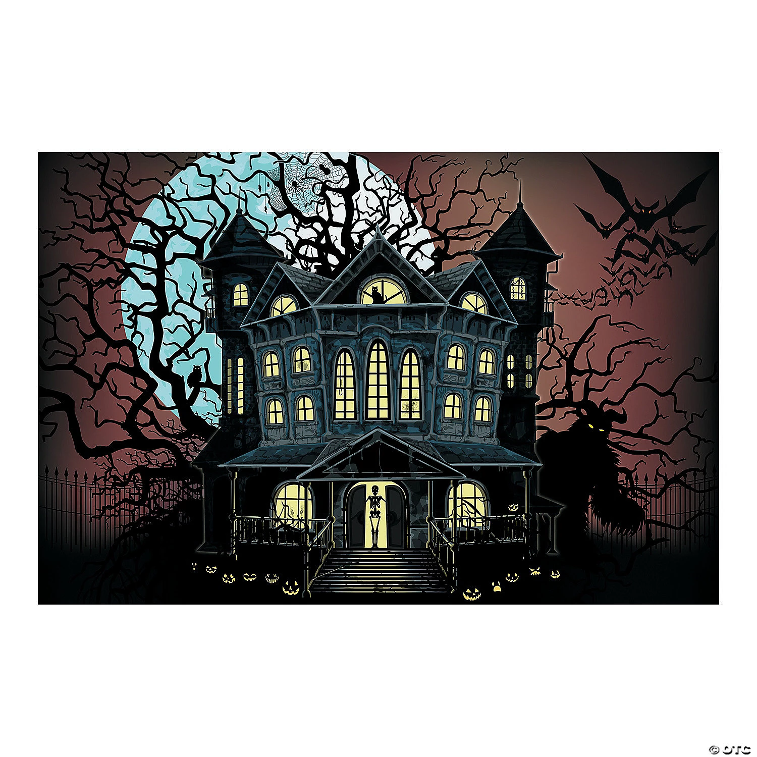 Haunted House Backdrop Halloween Decoration - 3 Pc. 3 Haunted House Backdrop Halloween Decoration - 3 Pc.