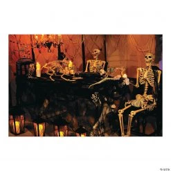 Haunted Skeleton Banquet Backdrop Halloween Decoration - 3 Pc.