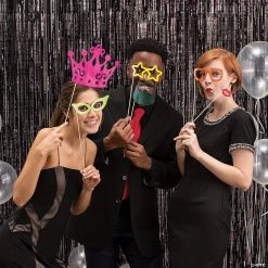 Large Metallic Fringe Backdrop Curtains -DIY Photo Booth Sales Shop large black metallic fringe backdrop curtain13629035 a03