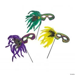 Mardi Gras Feather Masks- 12 Pc. -DIY Photo Booth Sales Shop mardi gras feather masks 12 pc 31 31 p