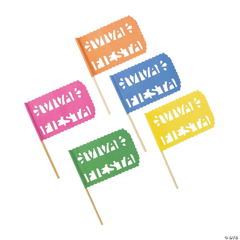 Mini Fiesta Viva Cutout Flags - 12 Pc. 3 Mini Fiesta Viva Cutout Flags - 12 Pc.