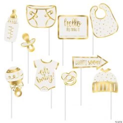 Oh Baby Gold Photo Stick Props - 10 Pc.