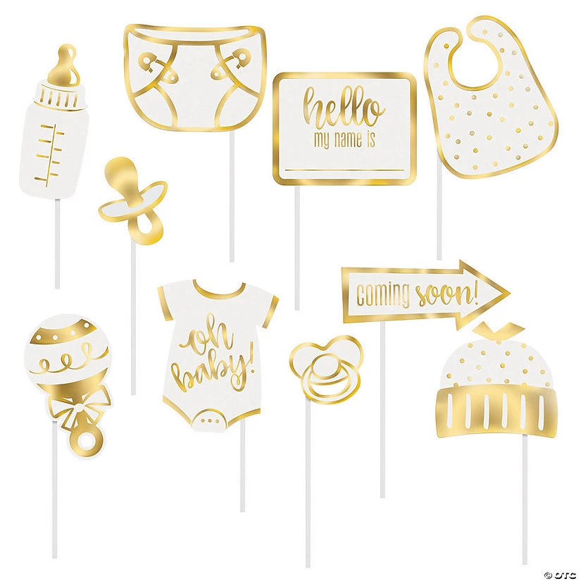 Oh Baby Gold Photo Stick Props - 10 Pc. 3 Oh Baby Gold Photo Stick Props - 10 Pc.