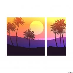 Palm Tree Sunset Backdrop Banner - 2 Pc. -DIY Photo Booth Sales Shop palm tree sunset backdrop banner 2 pc 13978265 a01