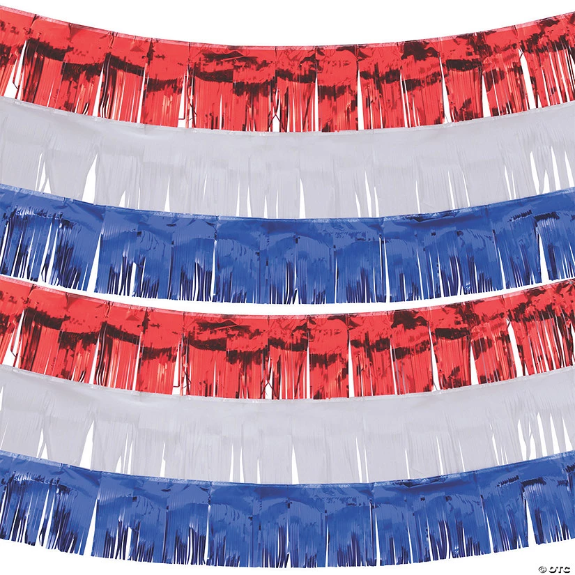 Patriotic Fringe Garland Backdrop - 6 Pc. 3 Patriotic Fringe Garland Backdrop - 6 Pc.