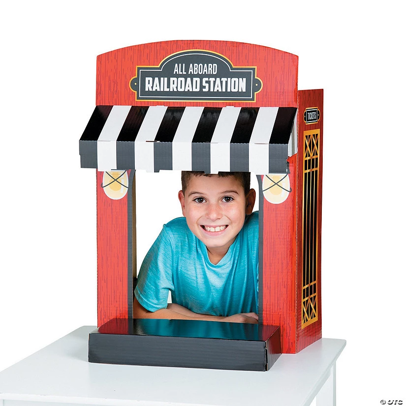 Railroad Ticket Booth Tabletop Photo Op Stand-Up - 2 Pc. 3 Railroad Ticket Booth Tabletop Photo Op Stand-Up - 2 Pc.