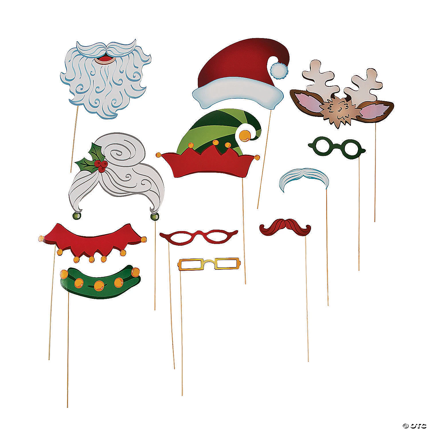 Santa & Elf Stick Costume Photo Stick Props- 12 Pc. 3 Santa & Elf Stick Costume Photo Stick Props- 12 Pc.