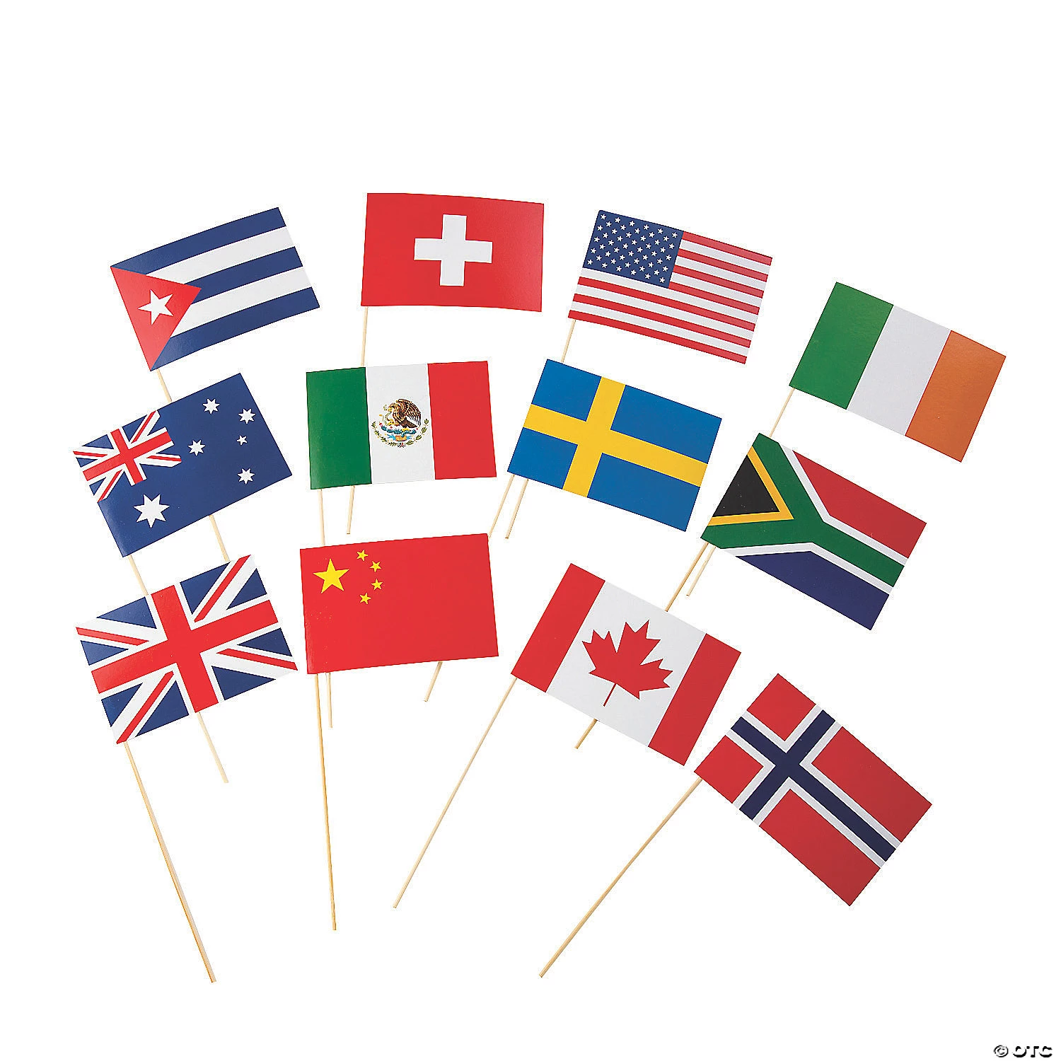Small Flags of All Nations Stick Props- 12 Pc. 3 Small Flags of All Nations Stick Props- 12 Pc.
