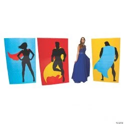 Superhero Silhouette Wall Panel Cardboard Stand-Ups - 3 Pc.
