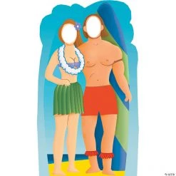 Surfboard Couple Cardboard Stand-In Stand-Up