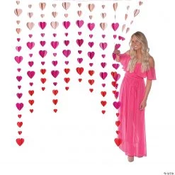 Valentine Hanging Hearts Curtain Backdrop