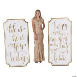 White & Gold Inspirational Saying Sign Cardboard Stand-Ups - 2 Pc.
