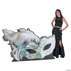 White Masquerade Ball Mask Stand-Up