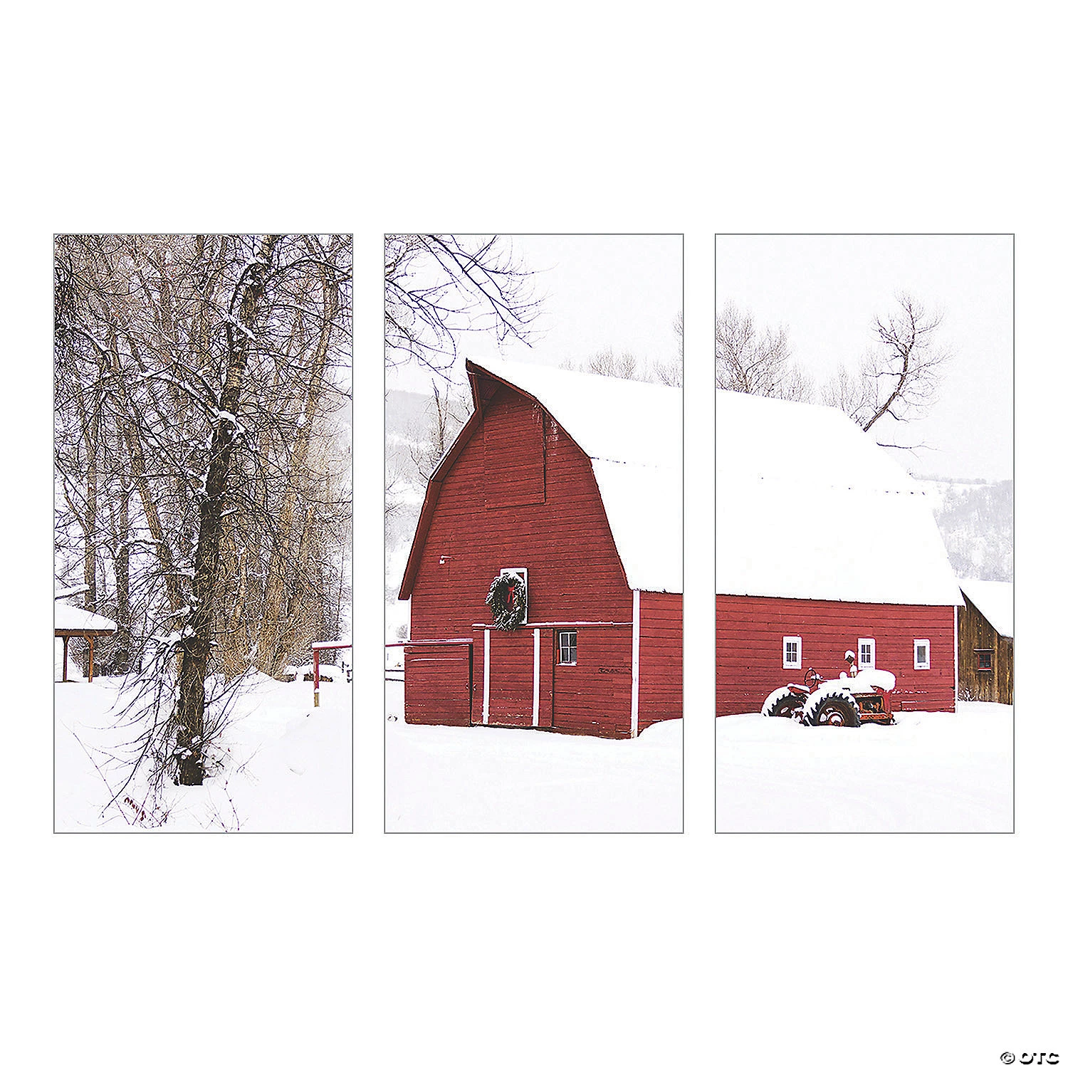 Winter Red Barn Backdrop - 3 Pc. 4 Winter Red Barn Backdrop - 3 Pc. - Image 2