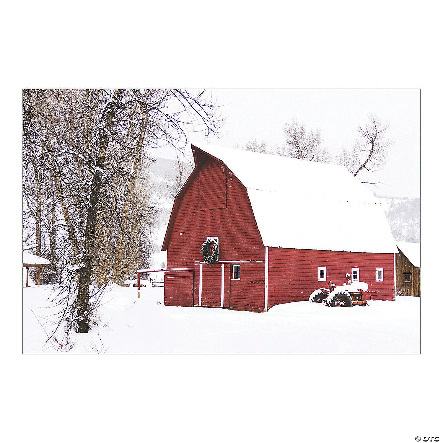 Winter Red Barn Backdrop - 3 Pc. 3 Winter Red Barn Backdrop - 3 Pc.